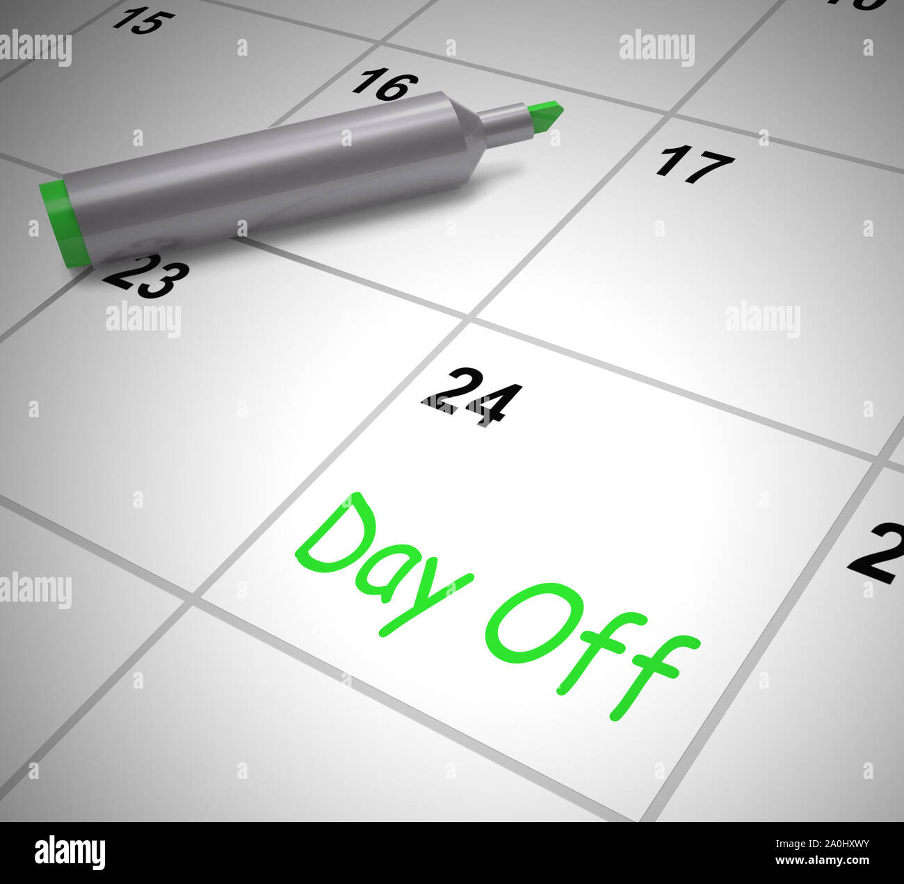 Day off marked on calendar as free time. Due to holiday or being sick - 3d  illustration Stock Photo - Alamy