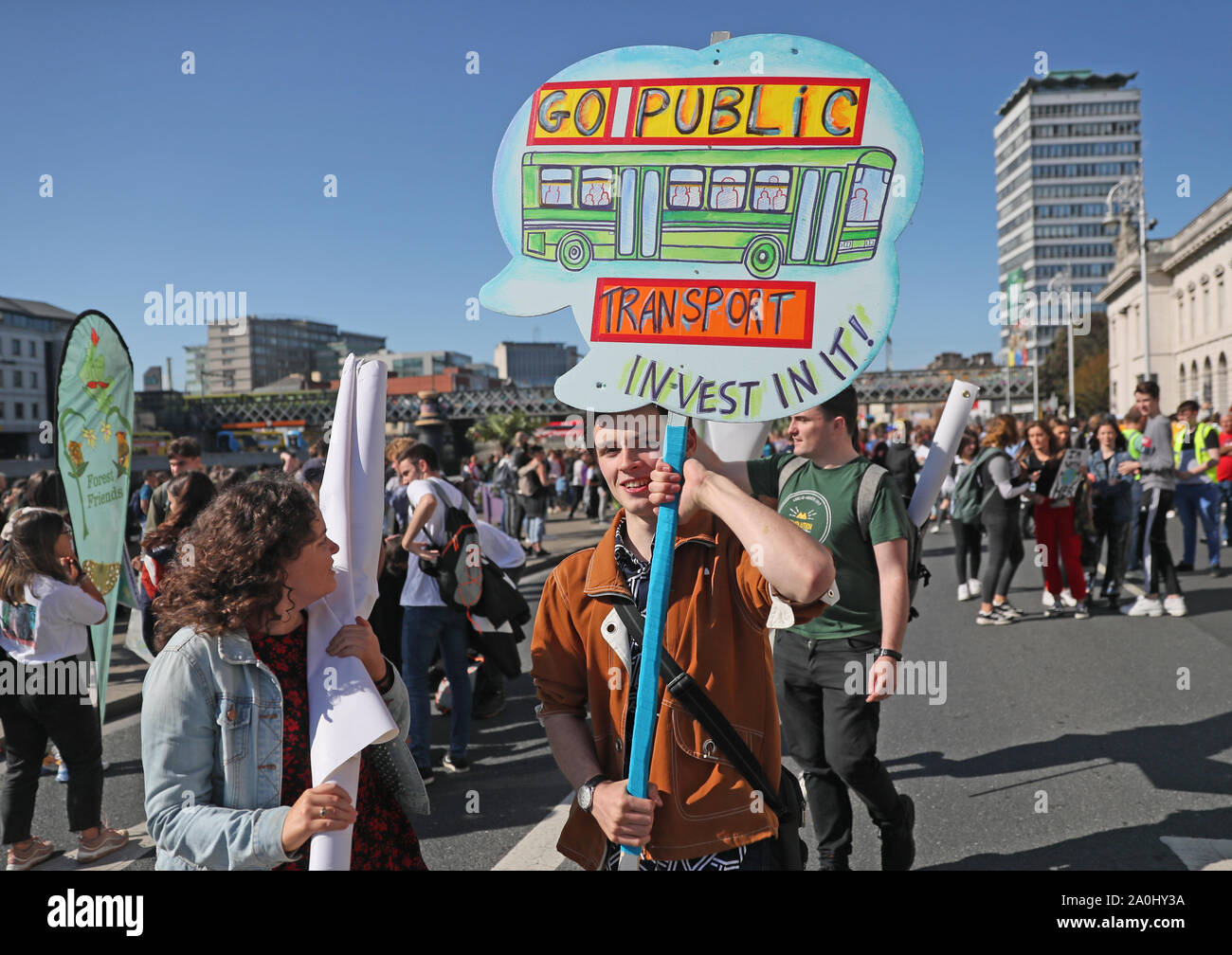 Demonstrators take part in a protest organised by Stop Climate Chaos Coalition in Dublin, Ireland. Stock Photo