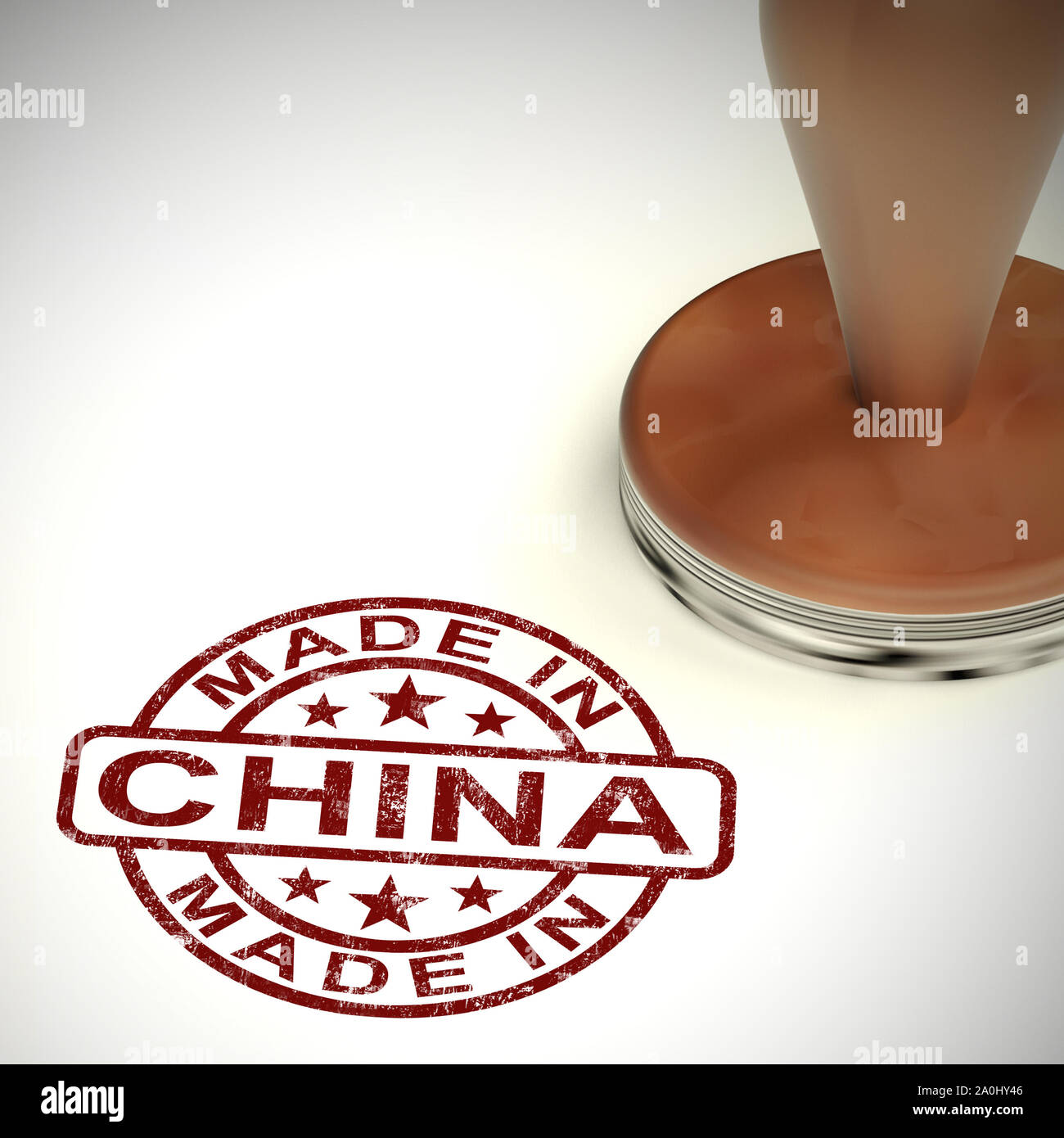 Made in China stamp shows Chinese products produced or fabricated in