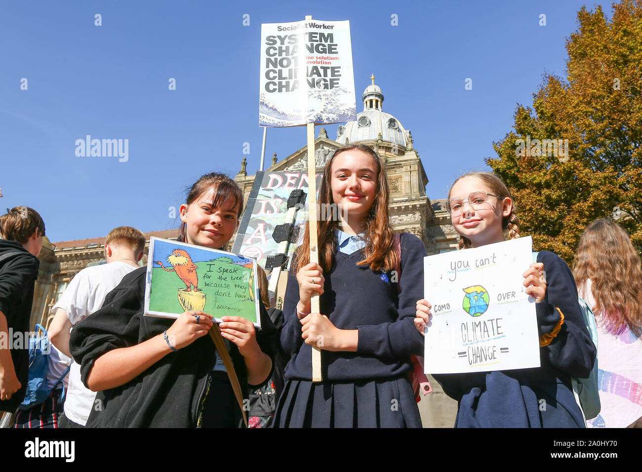 School children at the Global Climate Strike protest, Birmingham UK Stock Photo