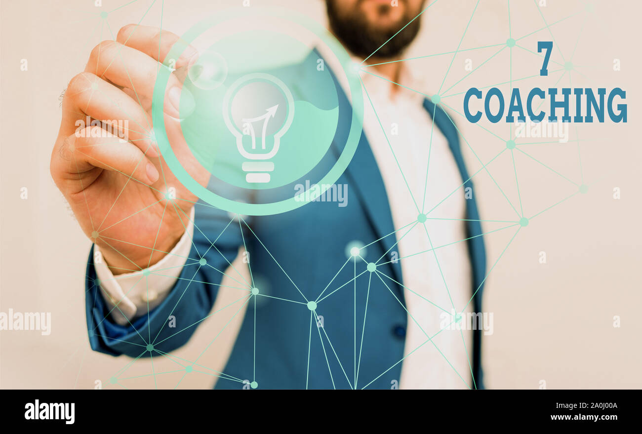 Conceptual Hand Writing Showing 7 Coaching Concept Meaning Refers To A Number Of Figures Regarding Business To Be Succesful Male Human Wear Formal Su Stock Photo Alamy