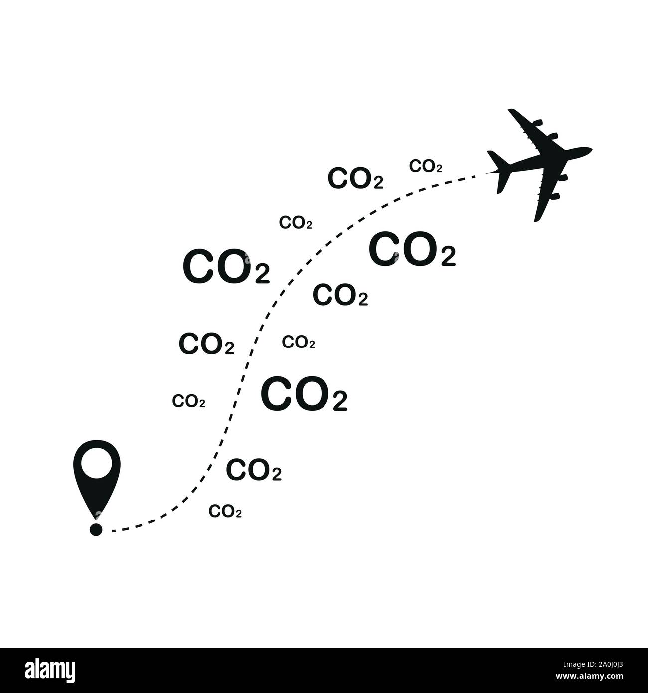 plane destination co2 air pollution vector illustration EPS10 Stock Vector