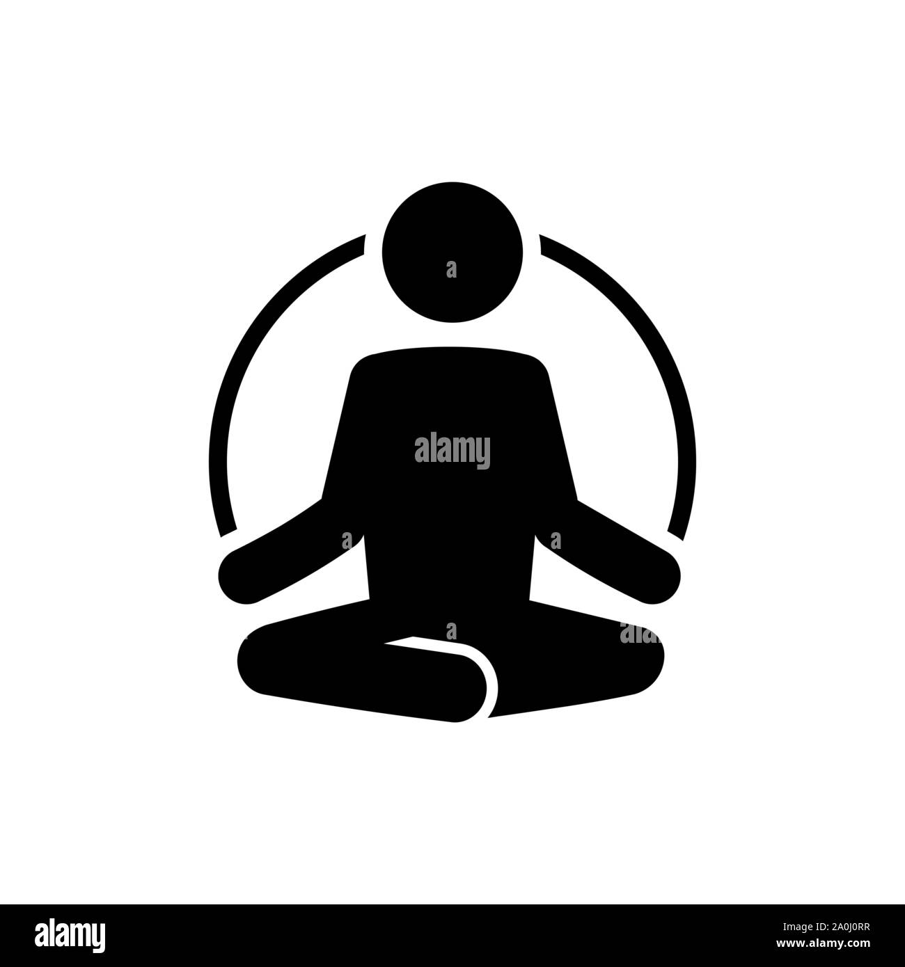 Yoga fitness icon in flat style. Meditate concept Stock Vector