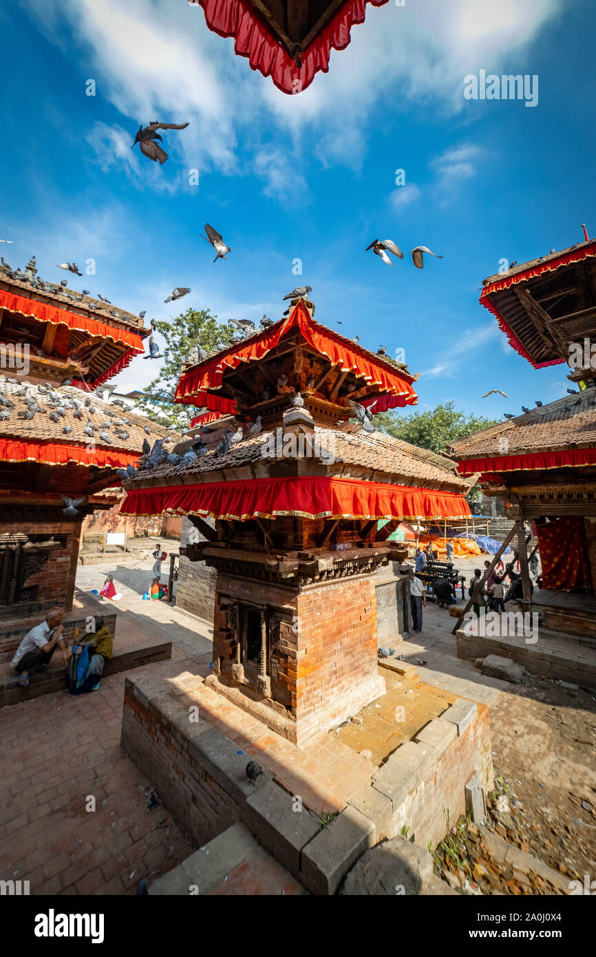 Ancient temples at Kathmandu Durbar Square in Nepal. Stock Photo