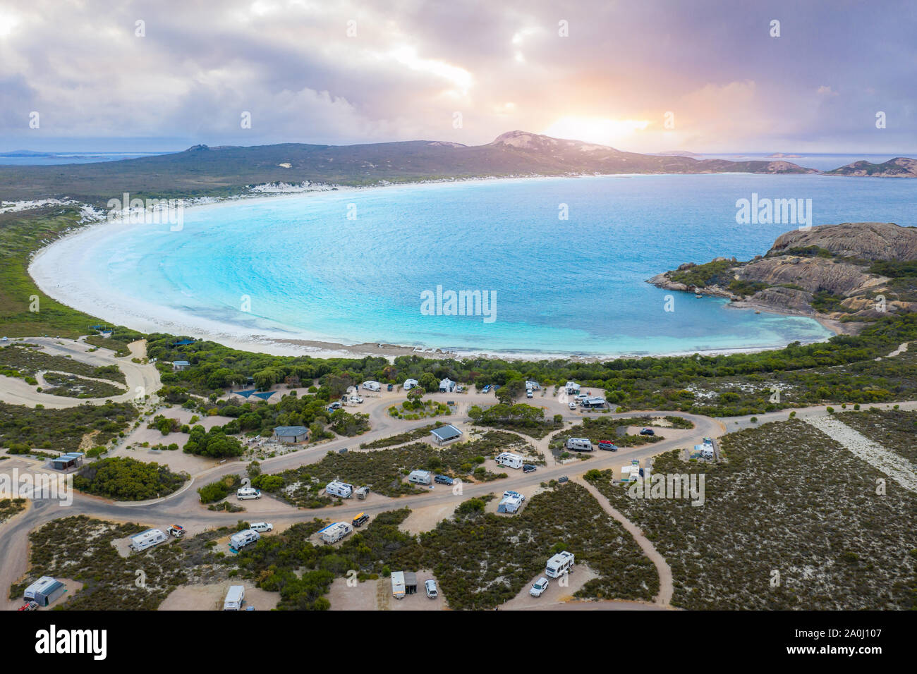 Aerial view of Lucky Bay in Cape Le Grand National Park near Esperance at Western Australia, Australia. Australian tourism, landscape, or nature trave Stock Photo