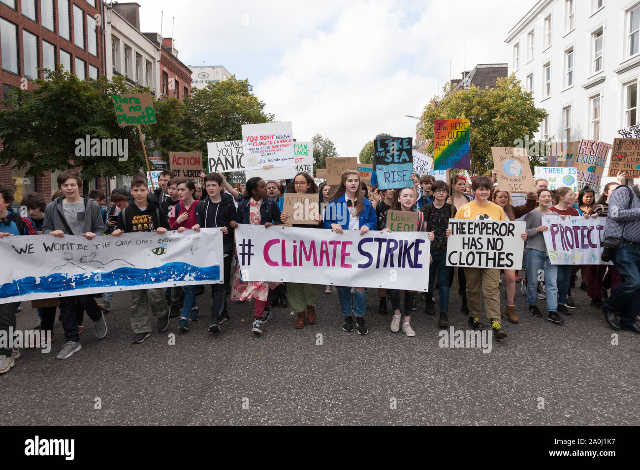 Cork, Ireland. 20th September, 2019. Students marching up the South Mall for the 20th Global Climate Strike that was held in Ireland. - Credit David Creedon / Alamy Live News Stock Photo