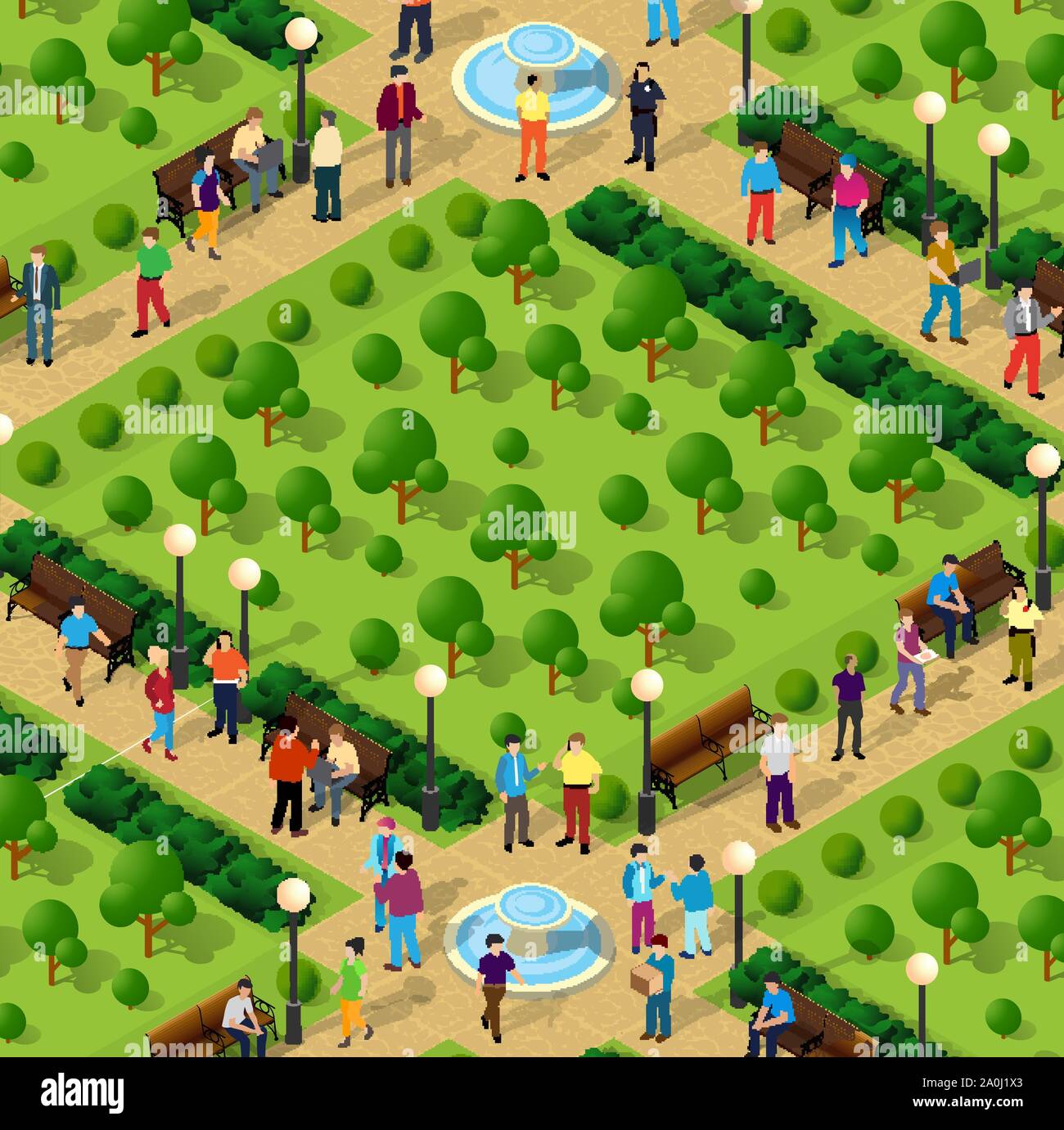 City park with people Stock Vector Image & Art Alamy