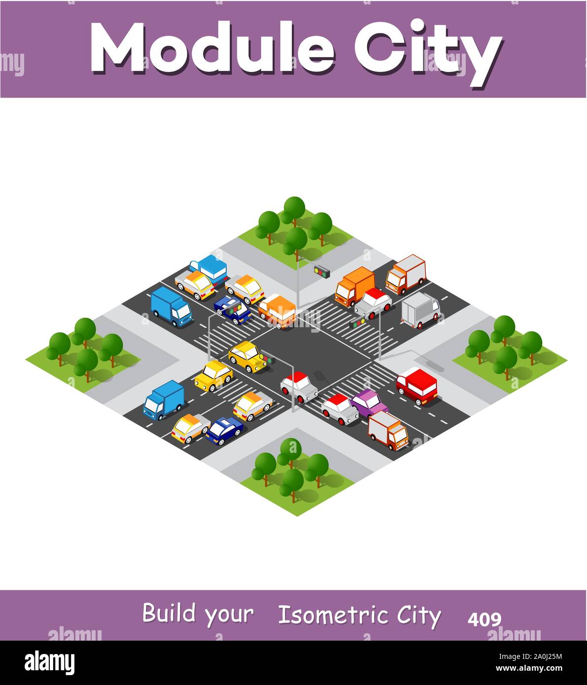 City boulevard isometric Stock Vector