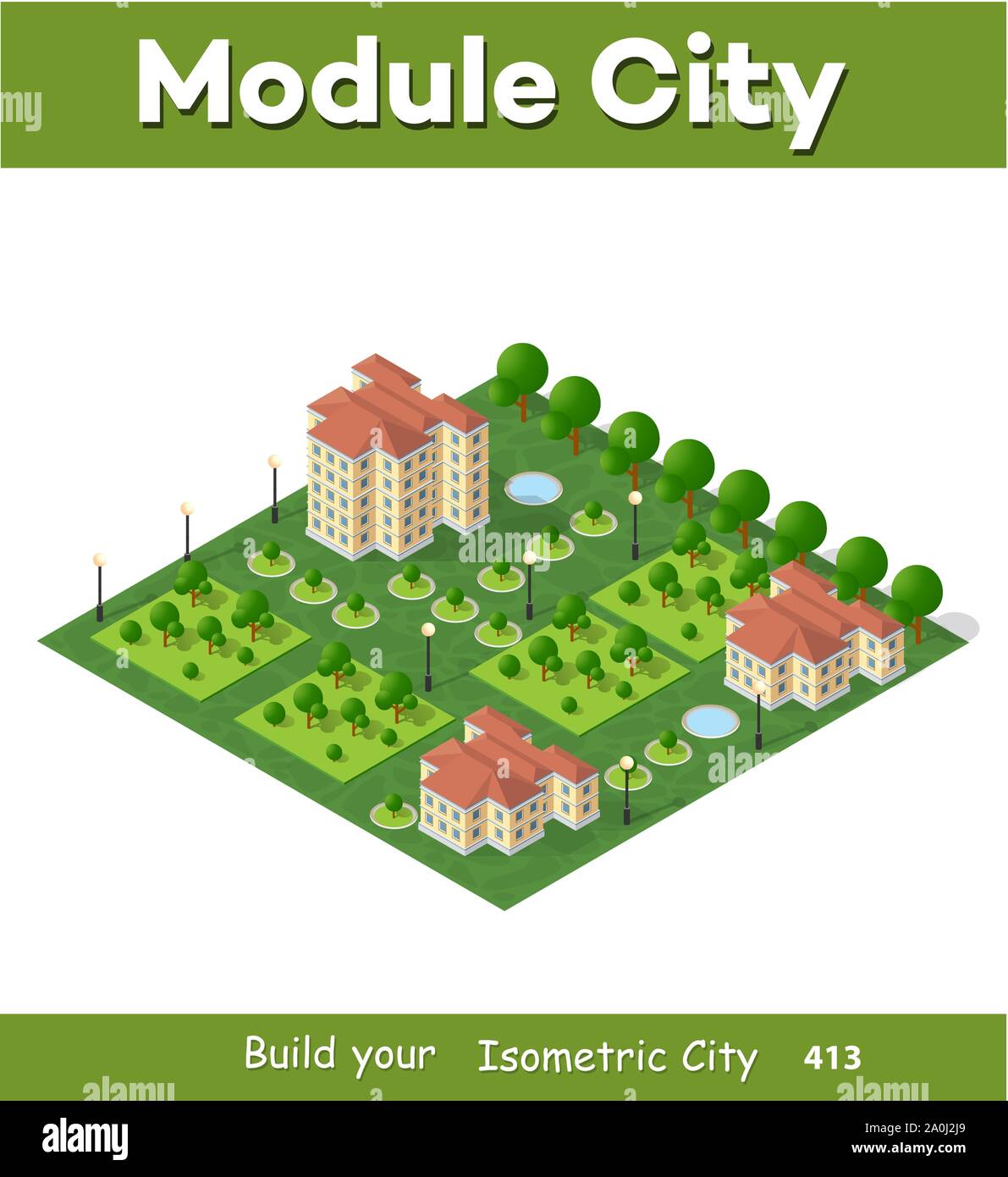 Modern 3D city isometric Stock Vector