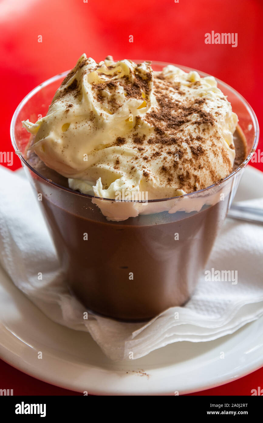 Chocolate mousse with whipped cream Stock Photo Alamy