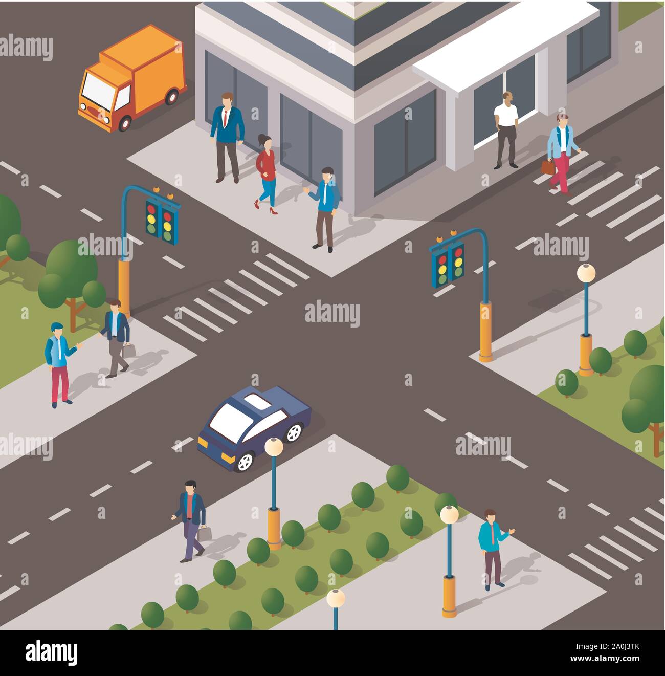 Modern 3D city isometric Stock Vector