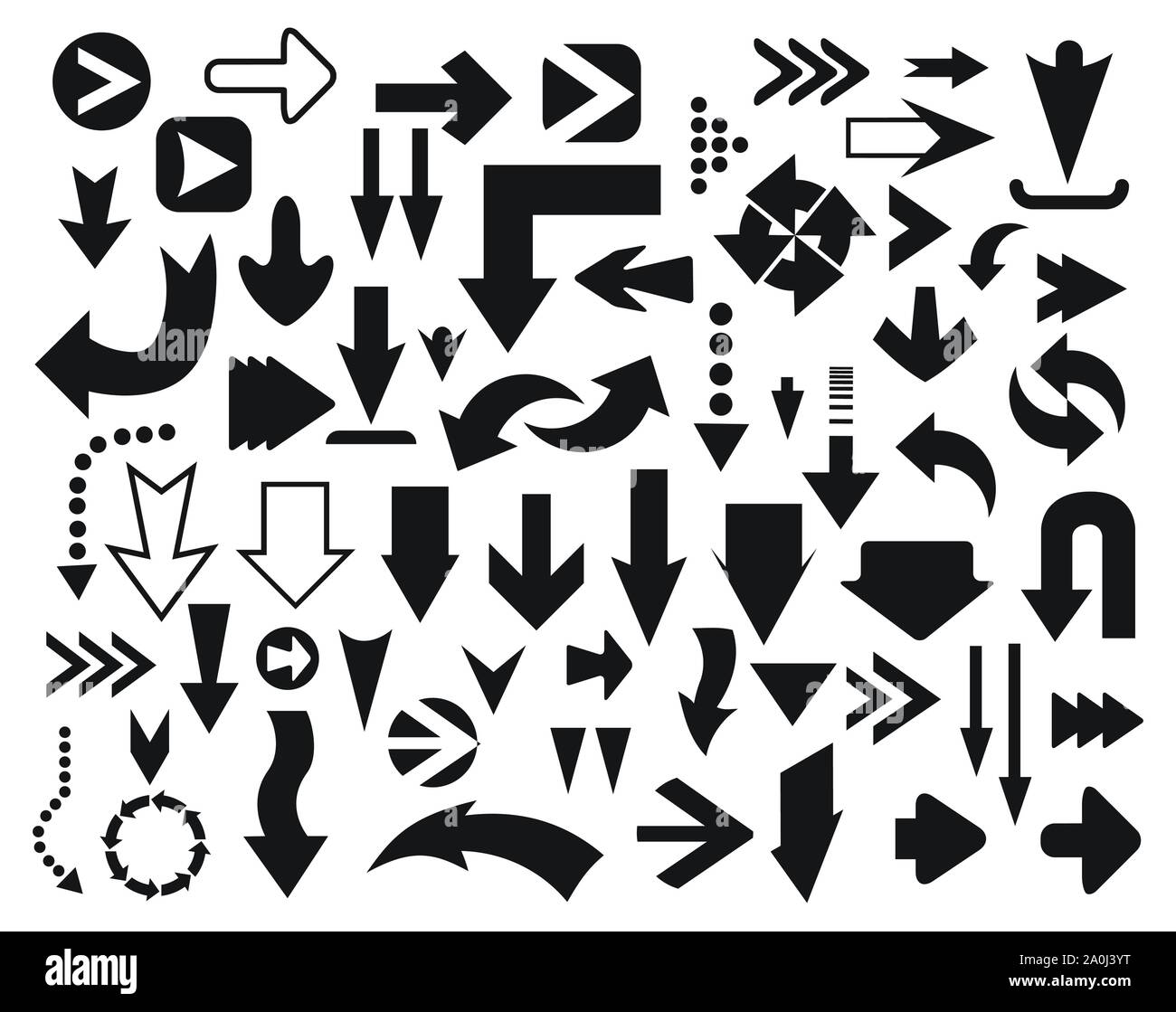 Arrows icons set of silhouettes Stock Vector Image & Art - Alamy