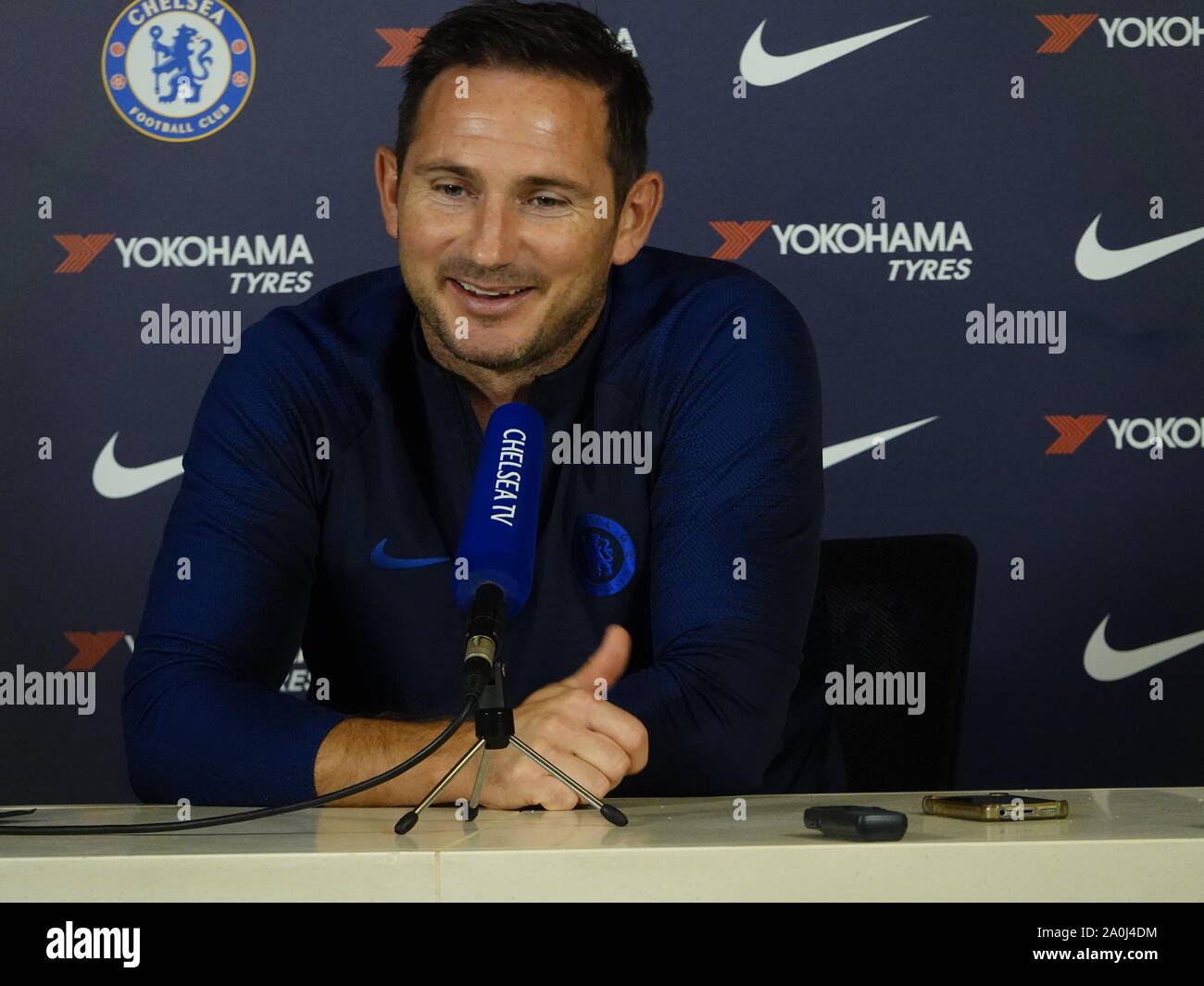 Surrey Uk Frank Lampard Chelsea Football Club Manager Addresses The Press About His Gteam S Premier League Match Against Liverpool Fc On Sunday Credit Motofoto Alamy Live News Stock Photo Alamy
