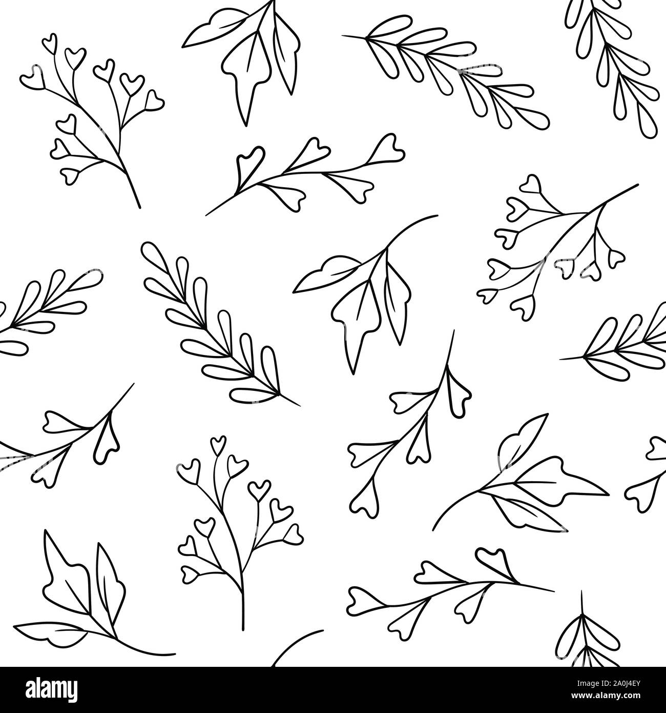 Vector floral seamless pattern, hand drawn plants Stock Vector
