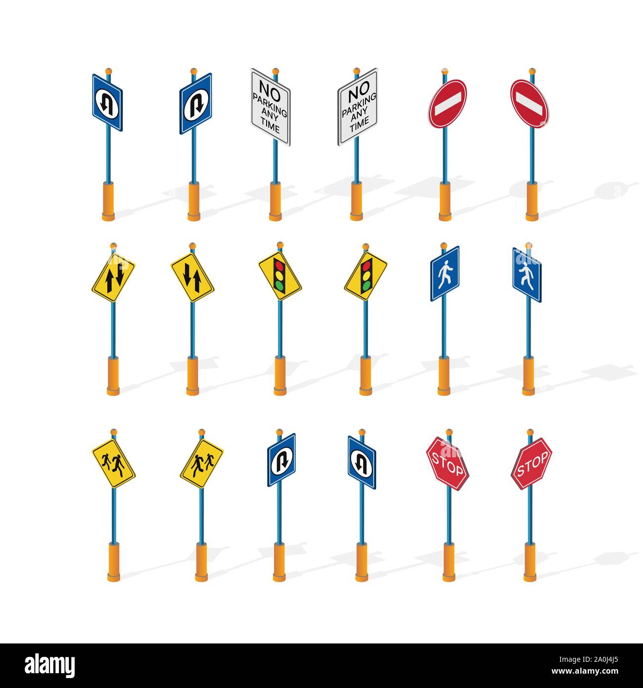 Isometric 3d set of road Stock Vector