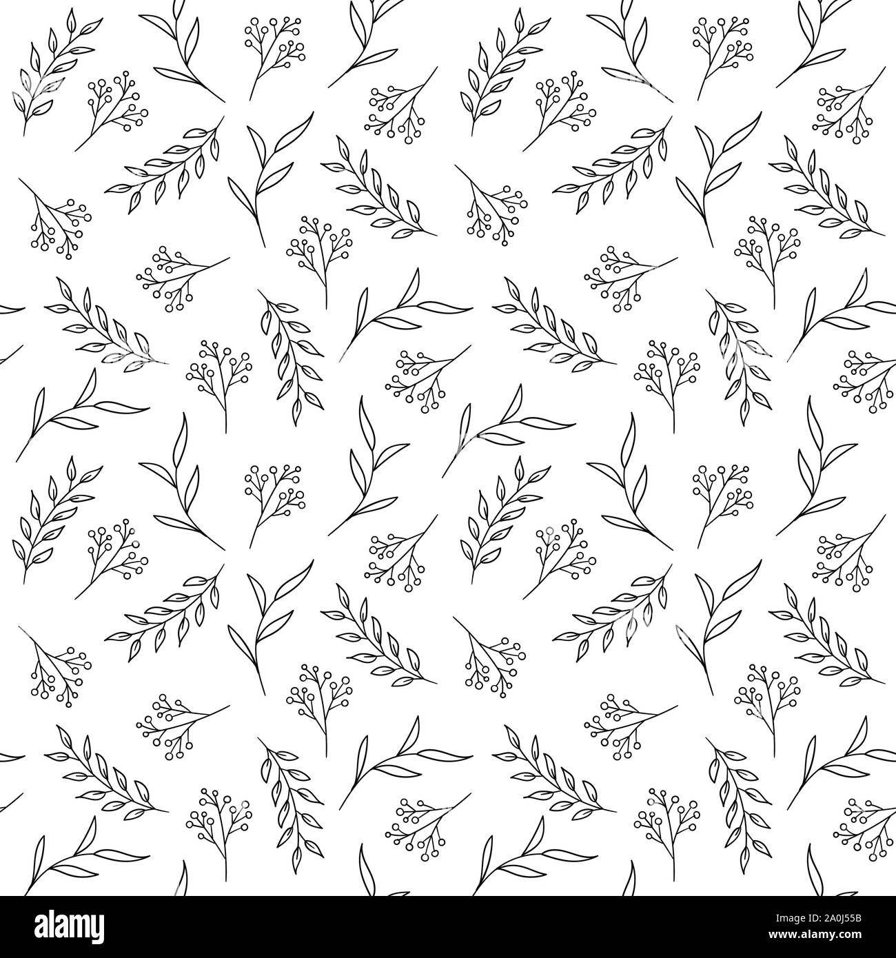 Floral seamless pattern. Vector hand drawn herbs Stock Vector