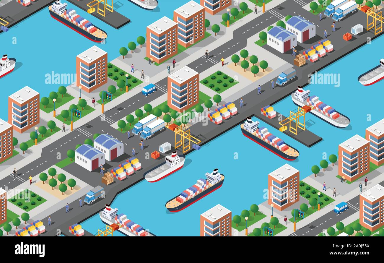 Seamless industrial city Stock Vector