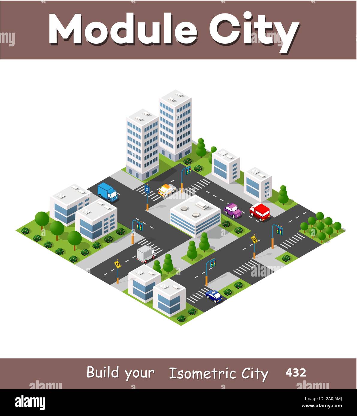 Isometric 3d trees forest Stock Vector