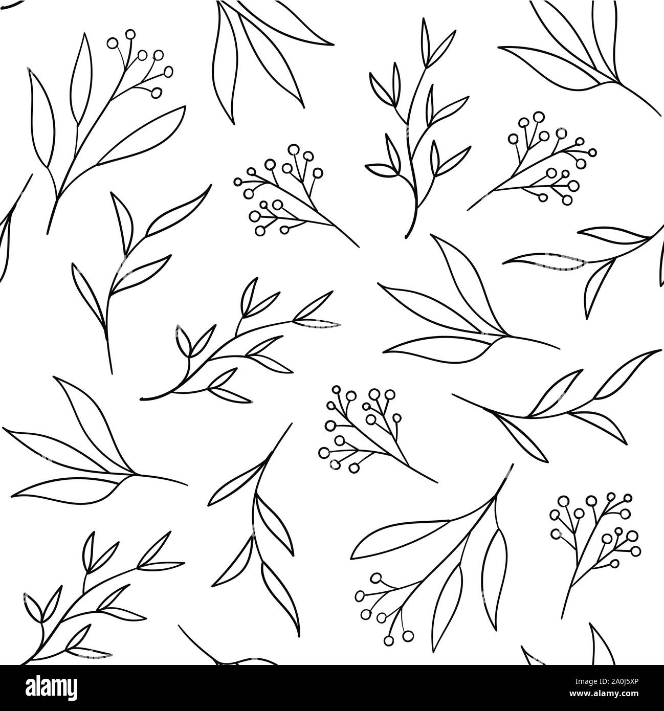 Floral seamless pattern with hand drawn herbs Stock Vector