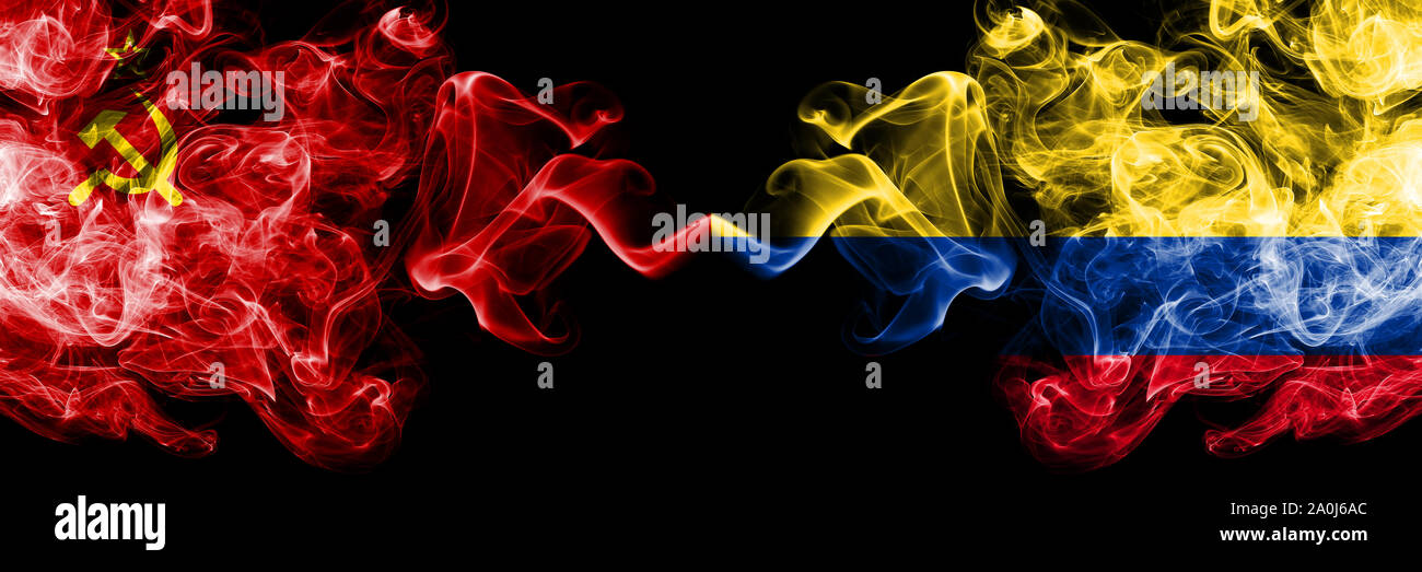 Communist vs Colombia, Colombian abstract smoky mystic flags placed