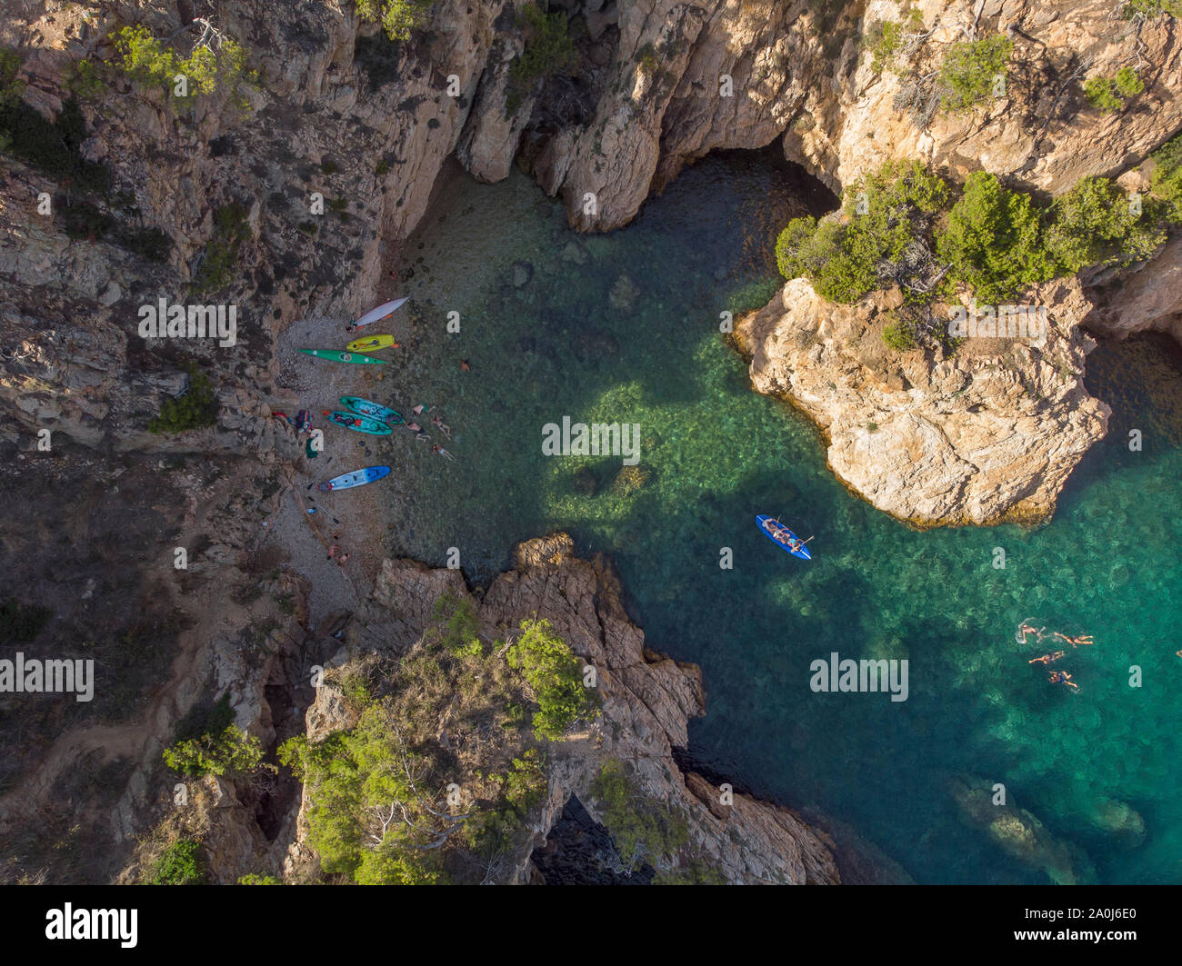 Birds eye view of a tropical cove somewhere in the Mediterranean Stock Photo