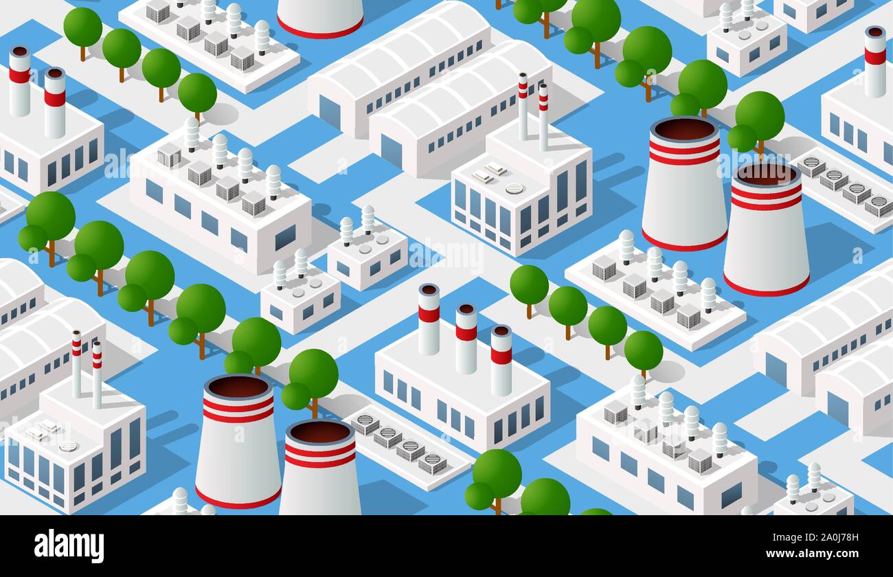 Seamless industrial pattern of the landscape Stock Vector Image & Art ...