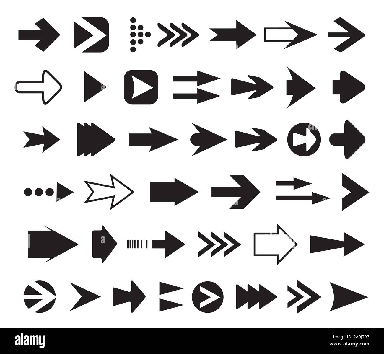 Arrows vector collection set of silhouettes Stock Vector