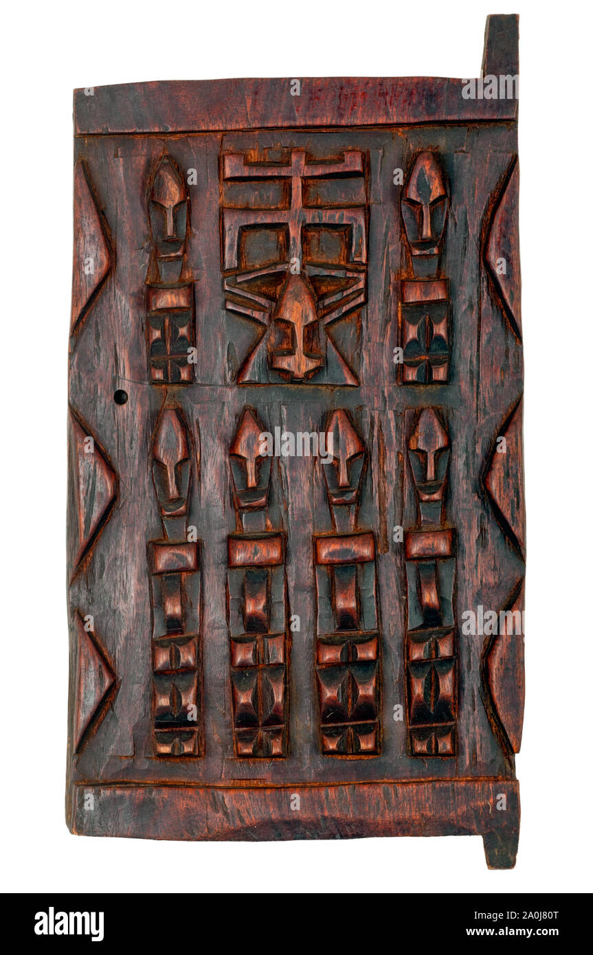 Traditional Dogon Granary window hand carved  from Mali, Africa. Stock Photo