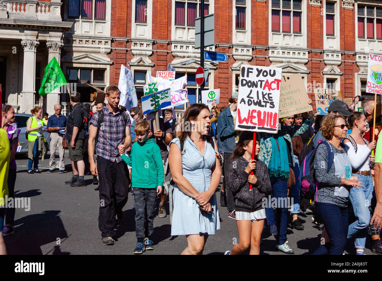 Eastbourne, UK. 20th September, 2019. Global Climate protest took place in Eastbourne and across the country bringing the town to a standtill. Credit: Stock Photo