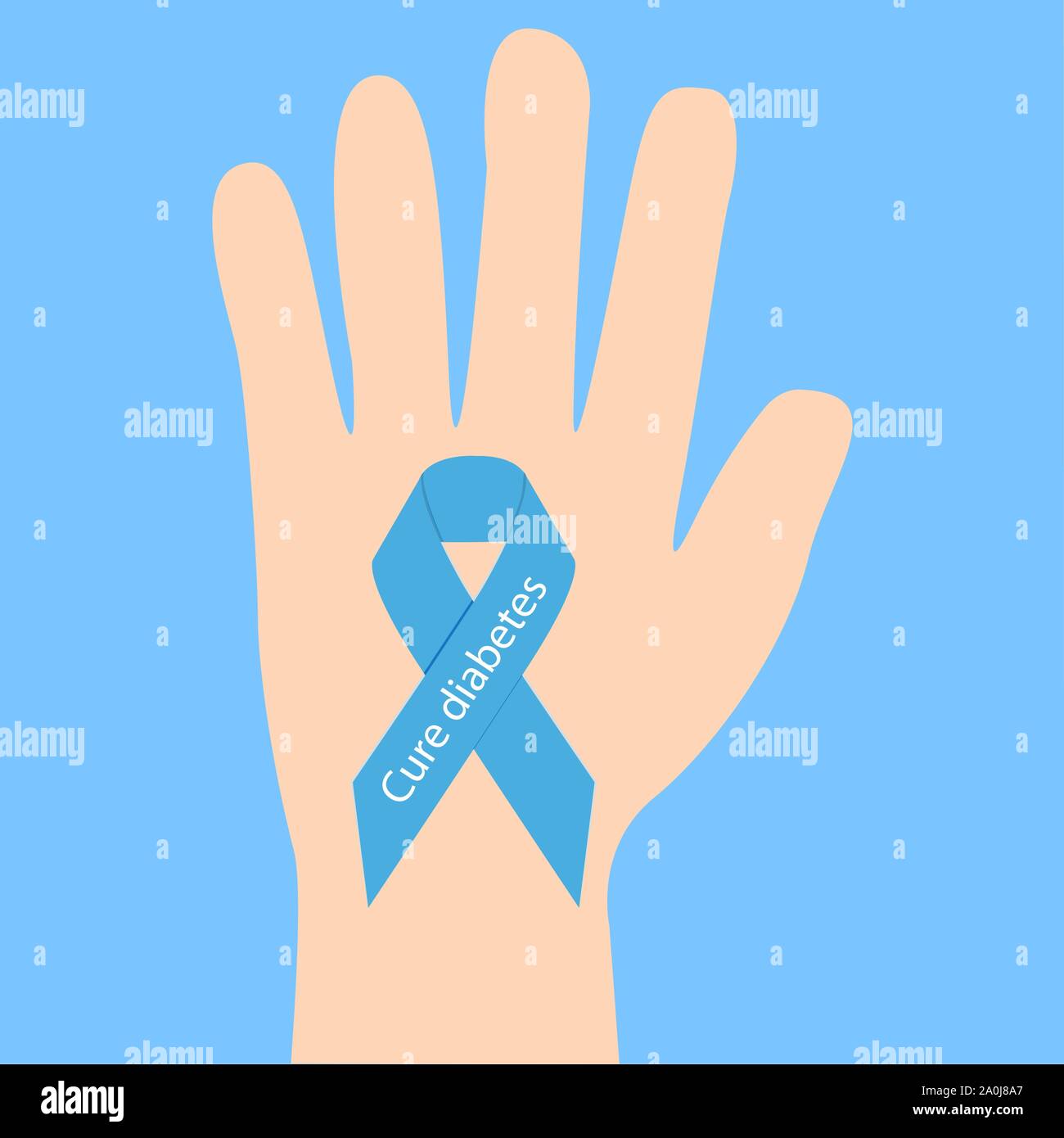 Diabetes ribbon in a hand support awareness association vector