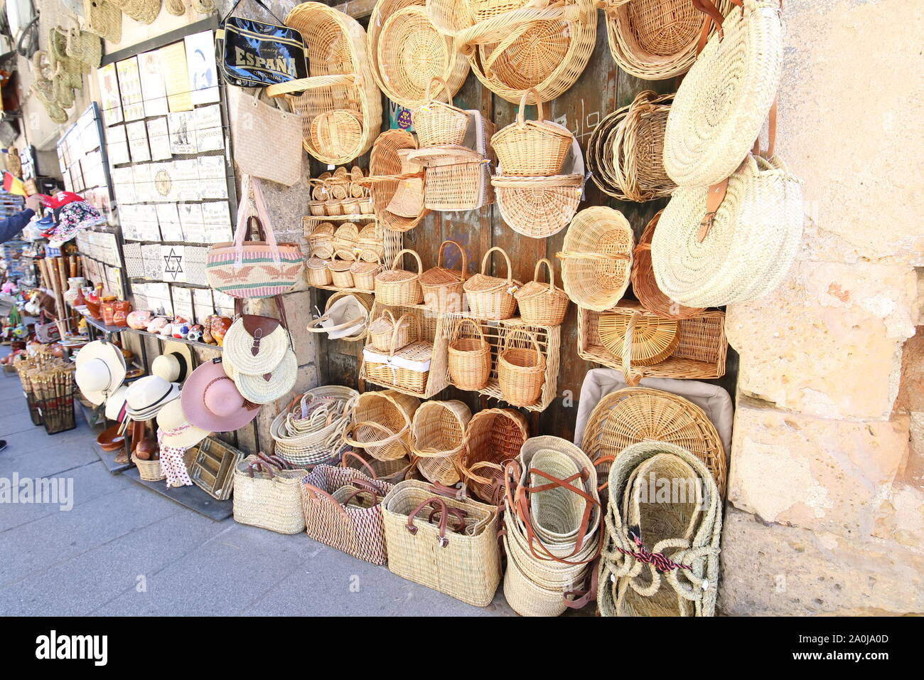 Handicraft sold at gift shop Segovia Spain Stock Photo
