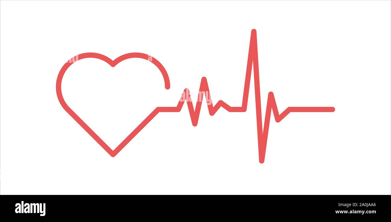 Red Heart Icon With Sign Heartbeat Vector Illustration Heart