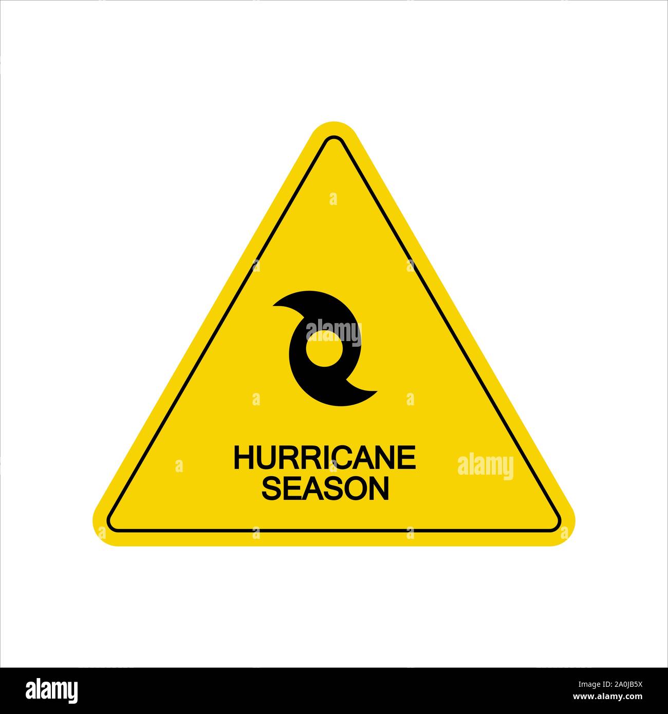 Tornado hurricane Florence, coming from the ocean. Huge waves on houses on the coast. Tropical disaster and a sign of catastrophe and warning. Flat ve Stock Vector