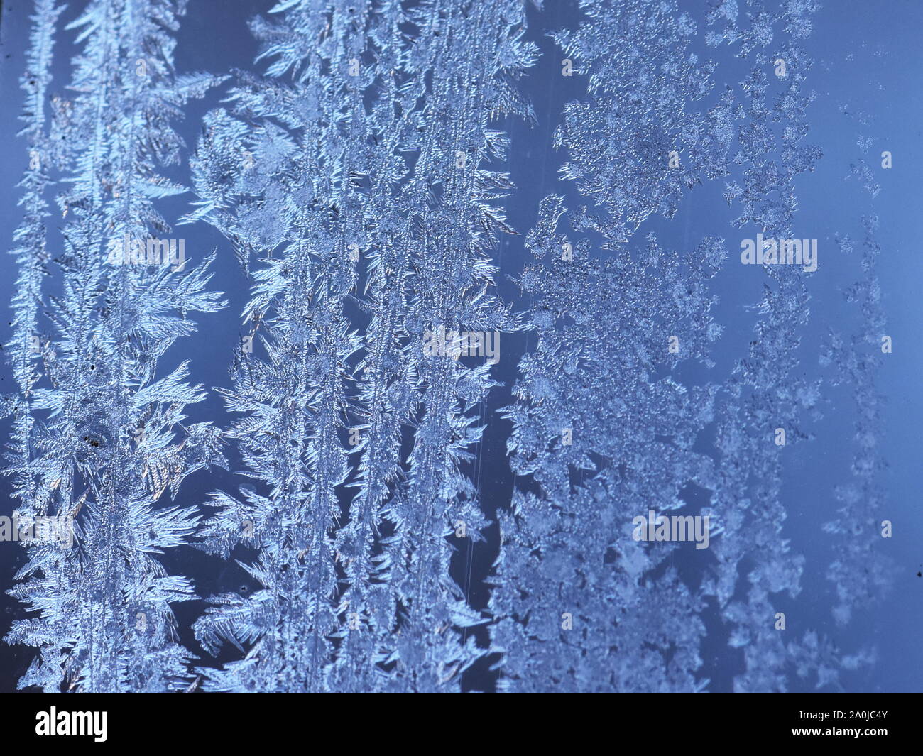 Closeup on hoarfrost on a window Stock Photo