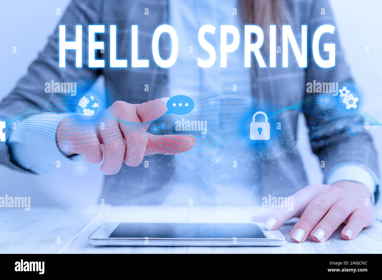 Writing note showing Hello Spring. Business concept for Welcoming the ...