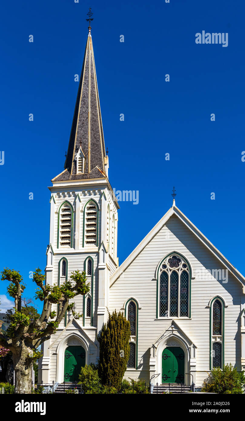 Wooden church, Nelson, New Zealand. Vertical Stock Photo Alamy
