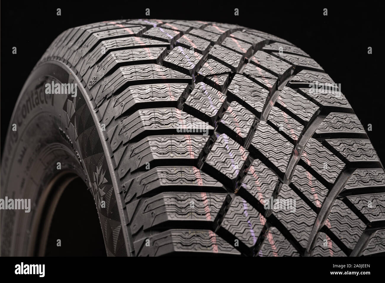 Continental Viking Contact 7, modern winter friction tyres Velcro. safe  driving. image wheel on a black background, rubber products, auto parts  Stock Photo - Alamy