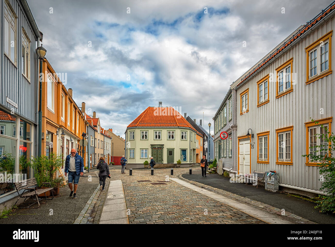 TRONDHEIM, NORWAY - SEPTEMBER 07, 2019: Bakklandet is an old town neighborhood in the city of Trondheim. Stock Photo
