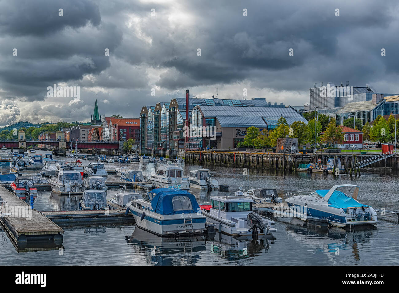 TRONDHEIM, NORWAY - SEPTEMBER 07, 2019: The Radisson Blu Royal Garden Hotel in Trondheim boasts an exceptional design and a location next to the city' Stock Photo