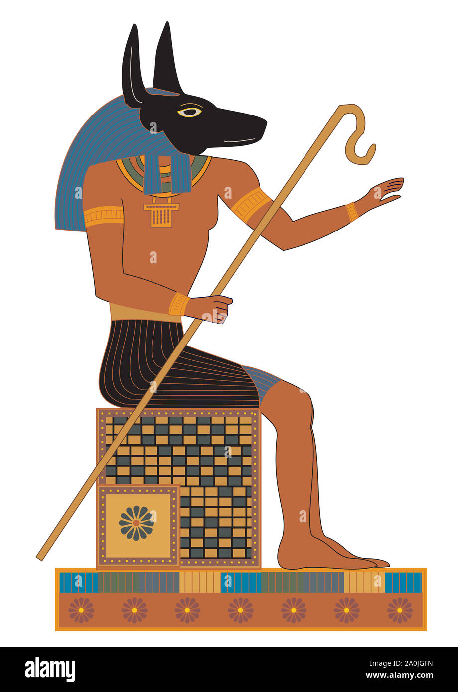 Ancient Egypt hieroglyphs - God named Anubis Stock Photo