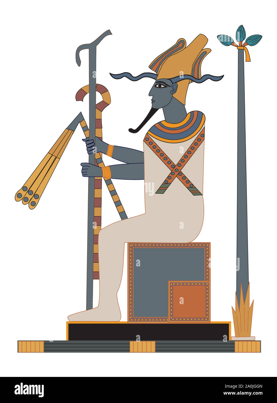 Ancient Egypt hieroglyphs - God named Osiris Stock Photo