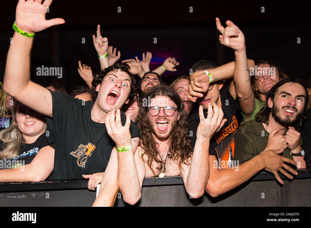 The crowd at the King Gizzard & the Lizard Wizard concert at the Harbour Convention Centre in Vancouver, BC on August 17th, 2019 Stock Photo