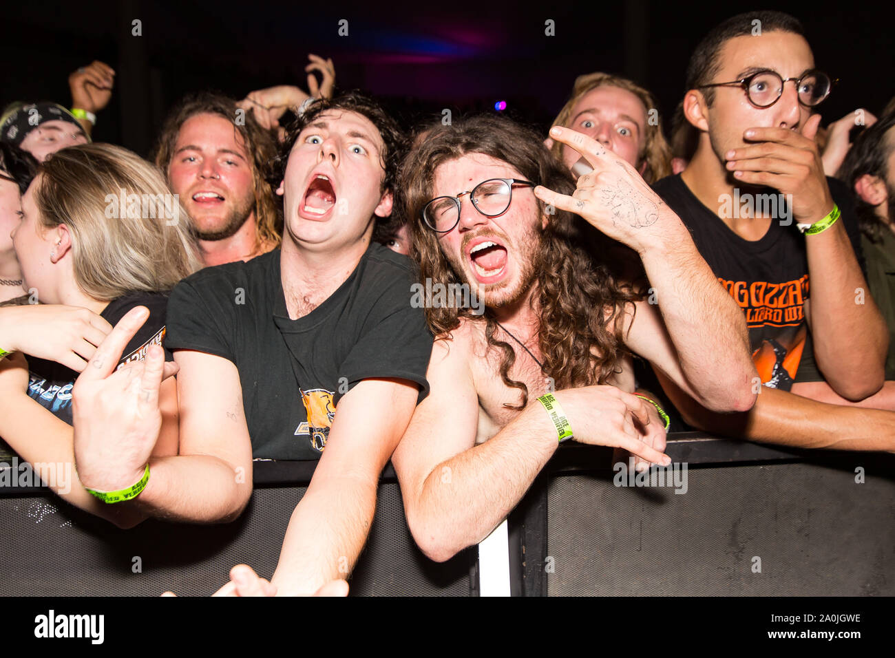 The crowd at the King Gizzard & the Lizard Wizard concert at the Harbour Convention Centre in Vancouver, BC on August 17th, 2019 Stock Photo
