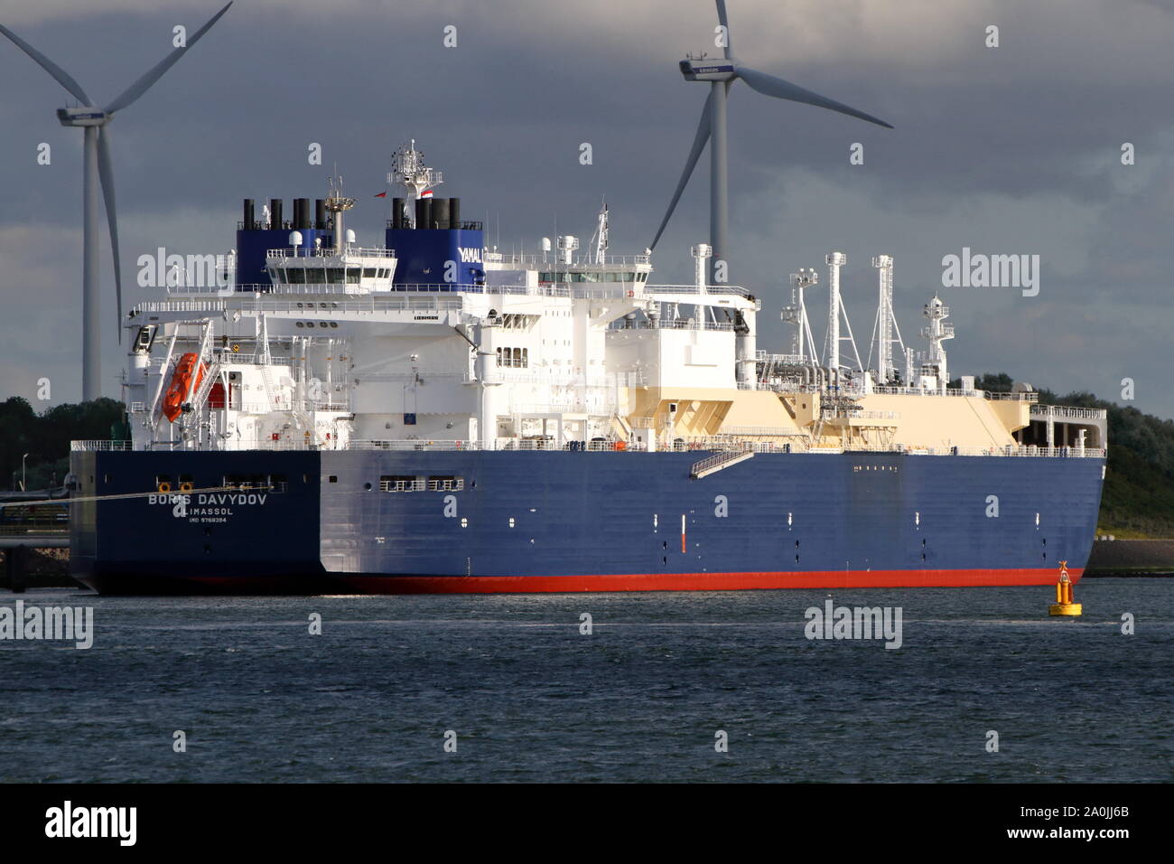 The LNG tanker Boris Davydov will be loaded on July 7, 2019 in the port of Rotterdam. Stock Photo