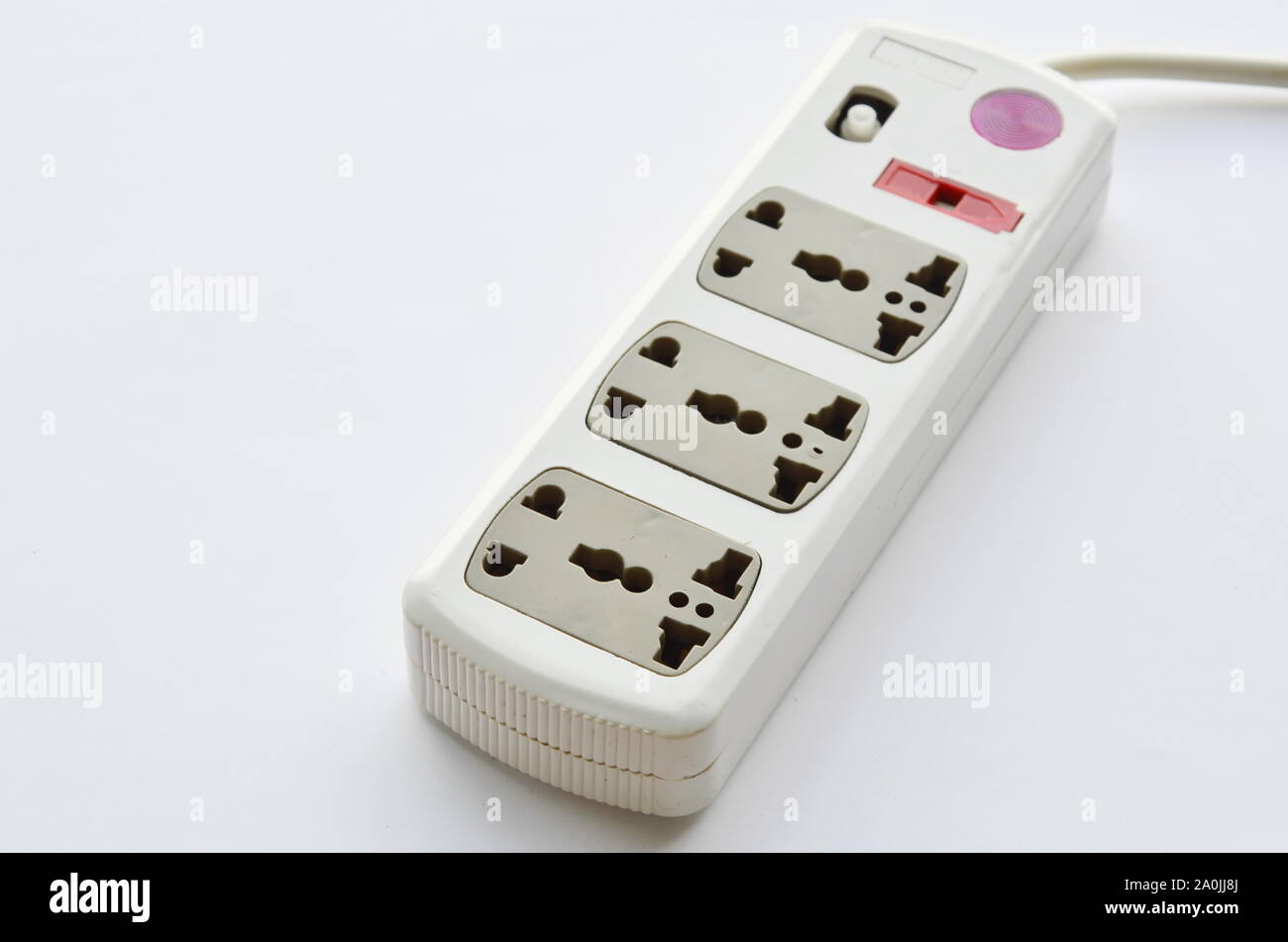 plug socket with variety hole on white background Stock Photo - Alamy