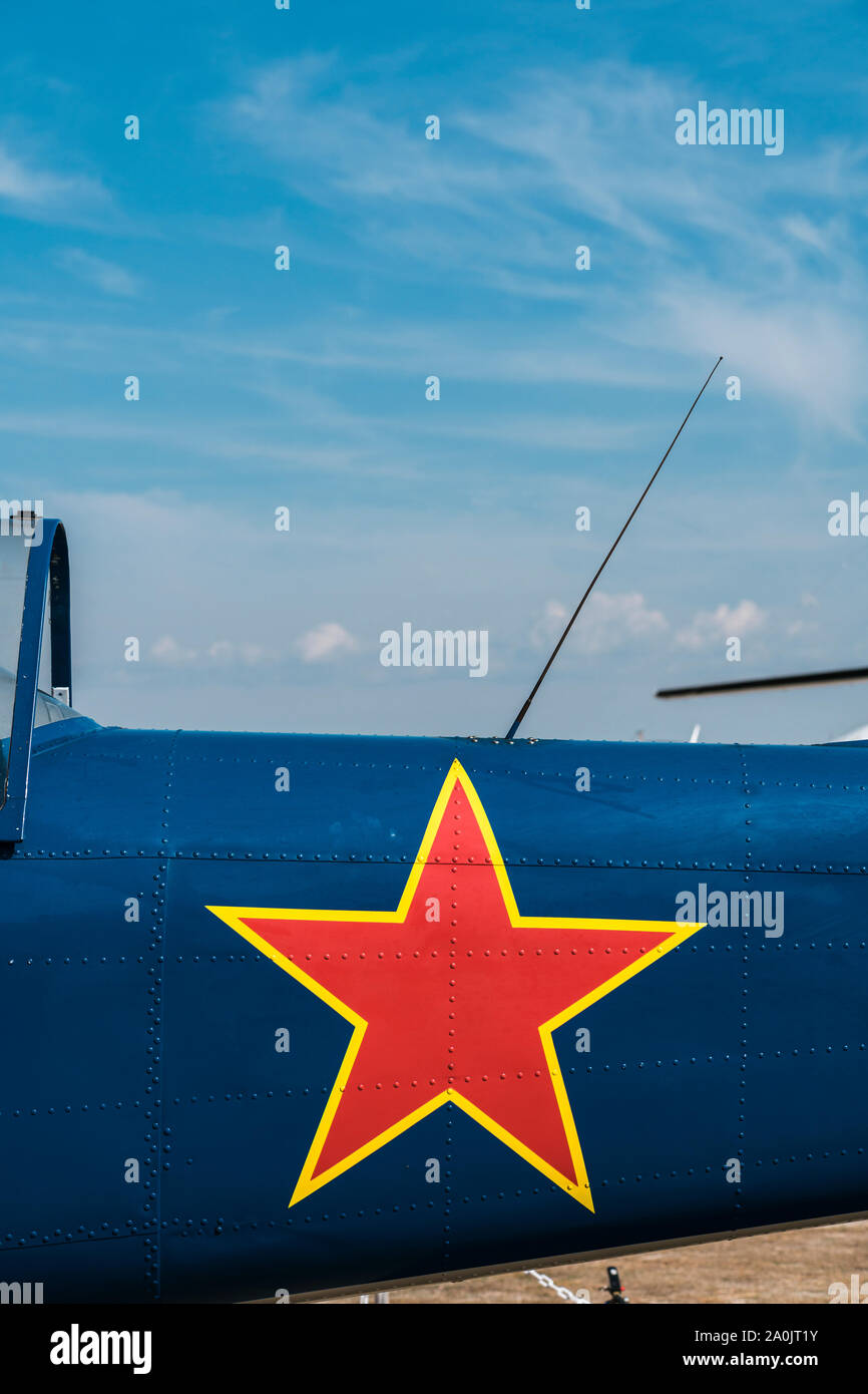 Close up of  decoration on fuselage of  aerobatic plane Stock Photo