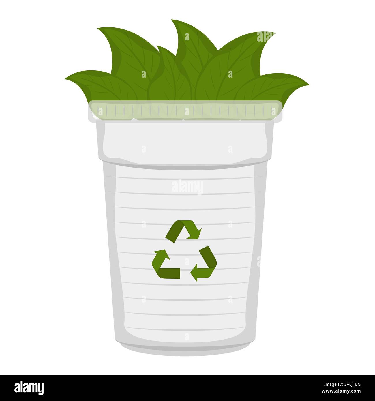 Paper cup with leaves and recycling symbol - Vector Stock Vector Image ...