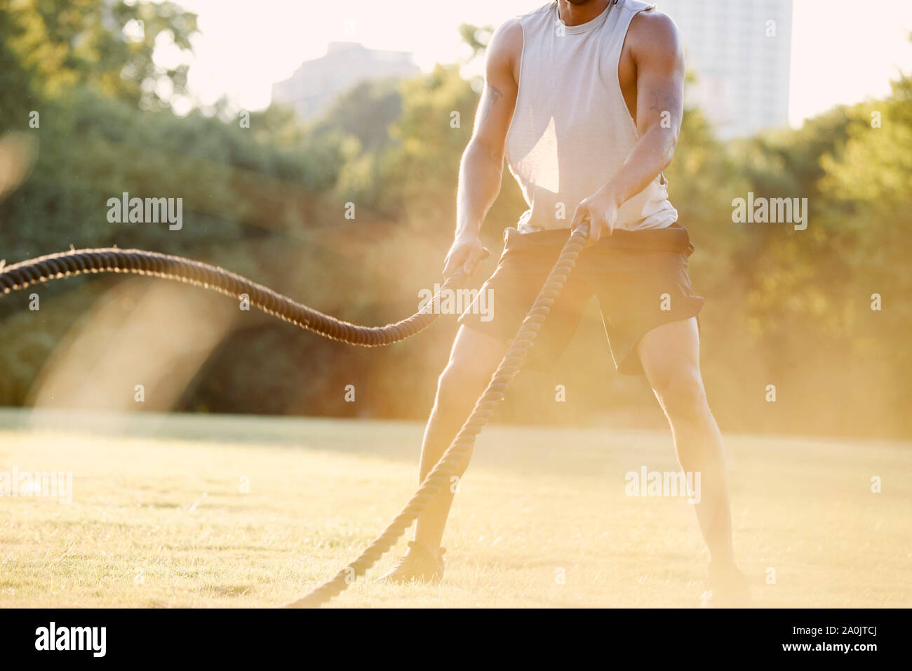 Workout battle ropes african american hi-res stock photography and ...