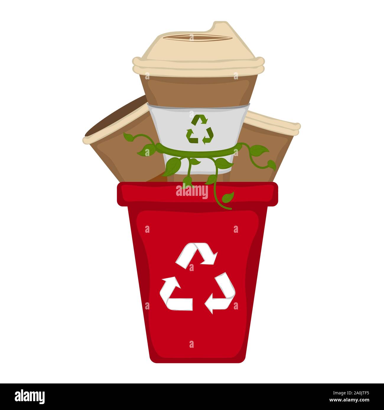 Recycling bin with paper cup. Recycling concept Vector Stock Vector
