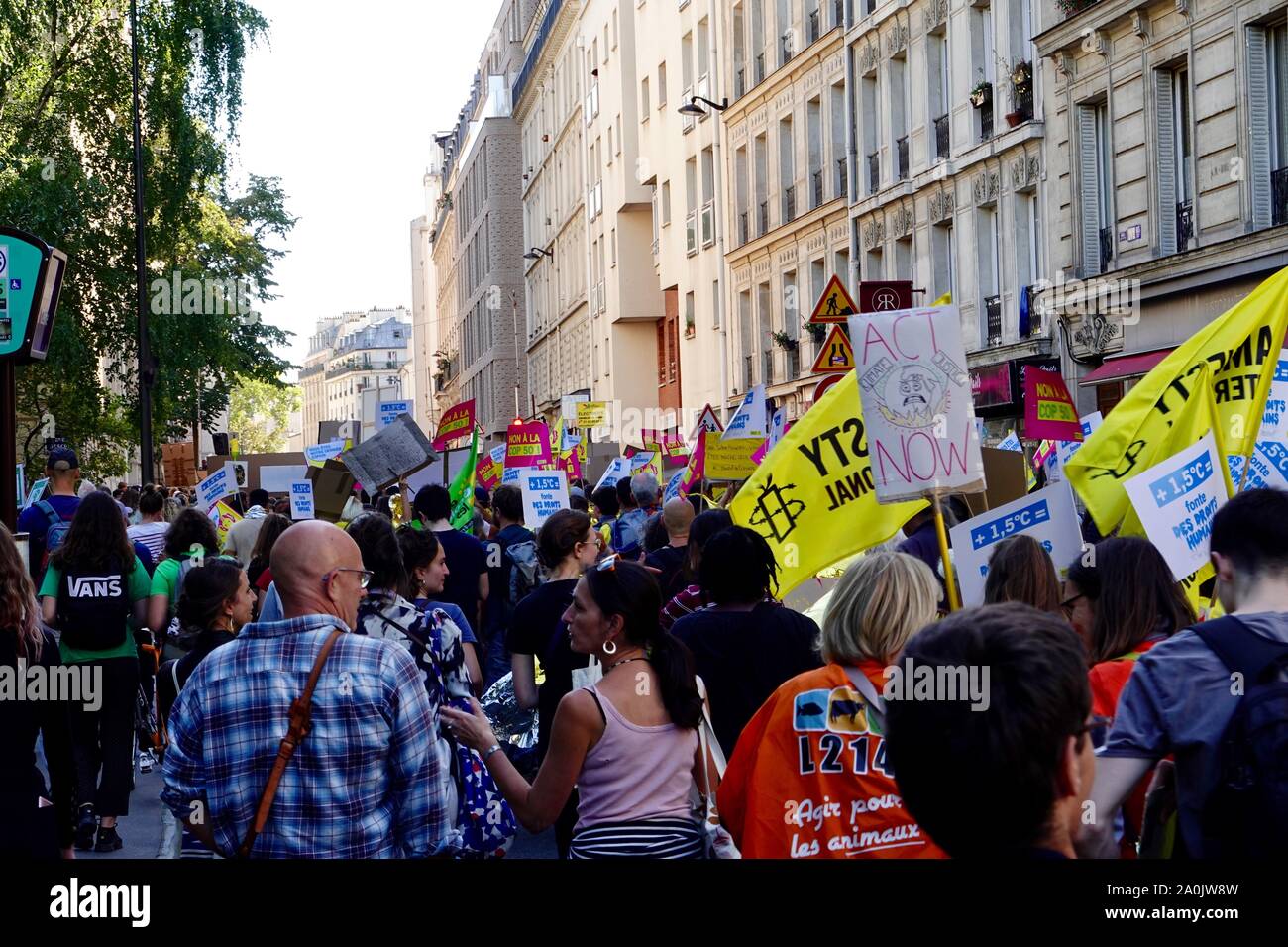 Paris, France. 20 September 2019. Global Climate Week demonstration taking place today in the 12th Arrondissement of Paris, with students, union members, and other worried citizens coming together to express their concern for the planet and the need to take seriously the climate emergency. Stock Photo